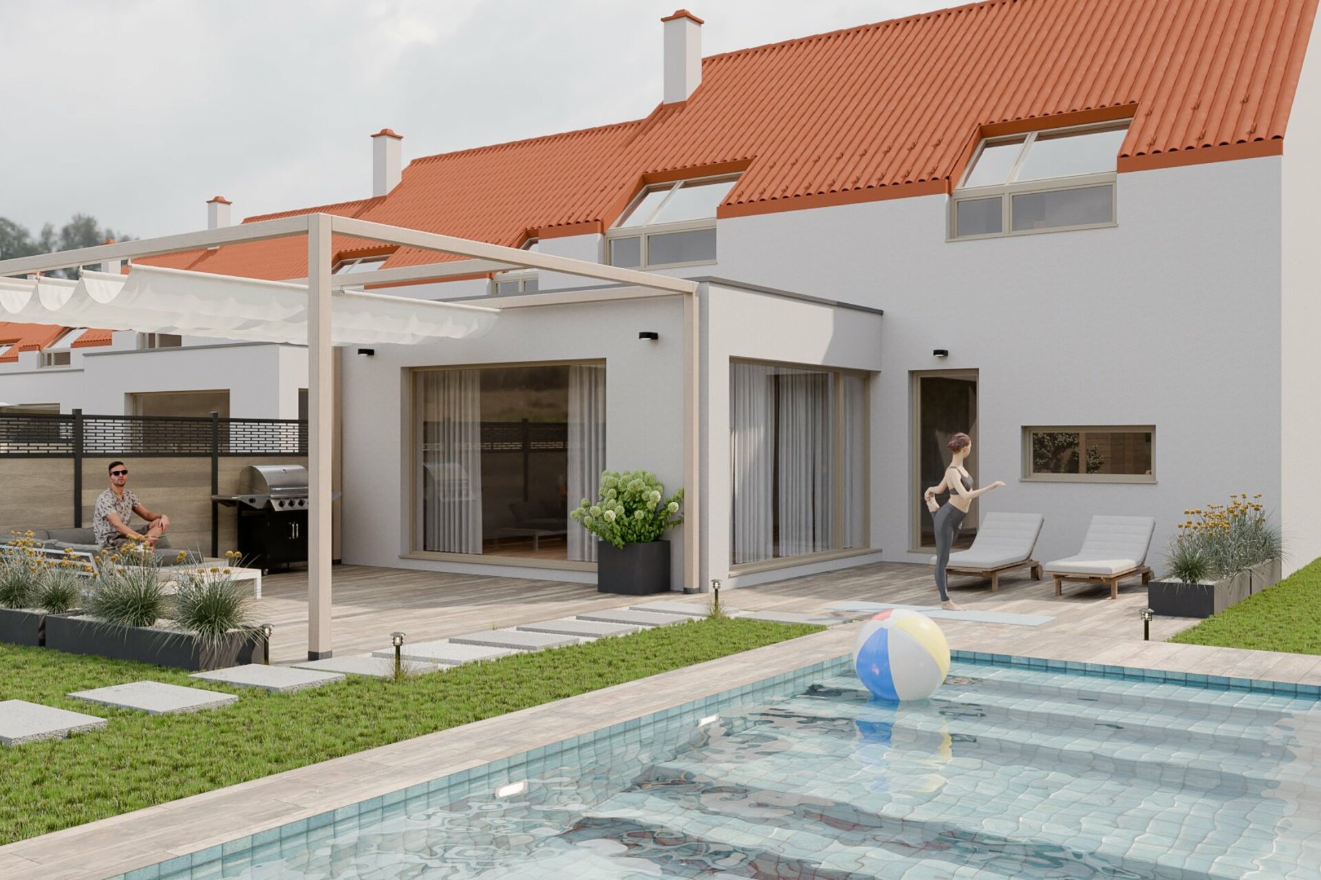 Pohled ze zahrady na dům.