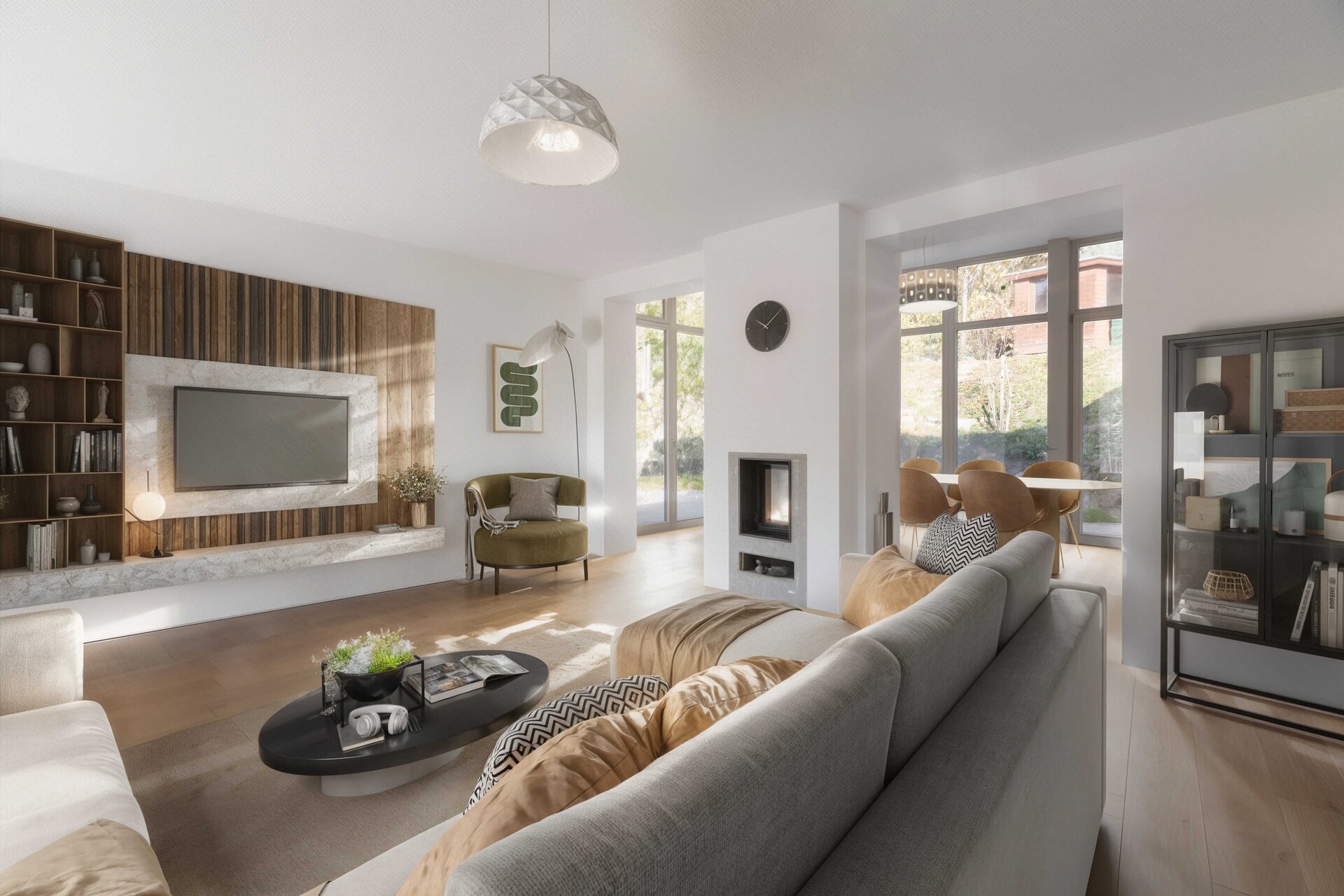 Obývací pokoj v prvním nadzemním podlaží