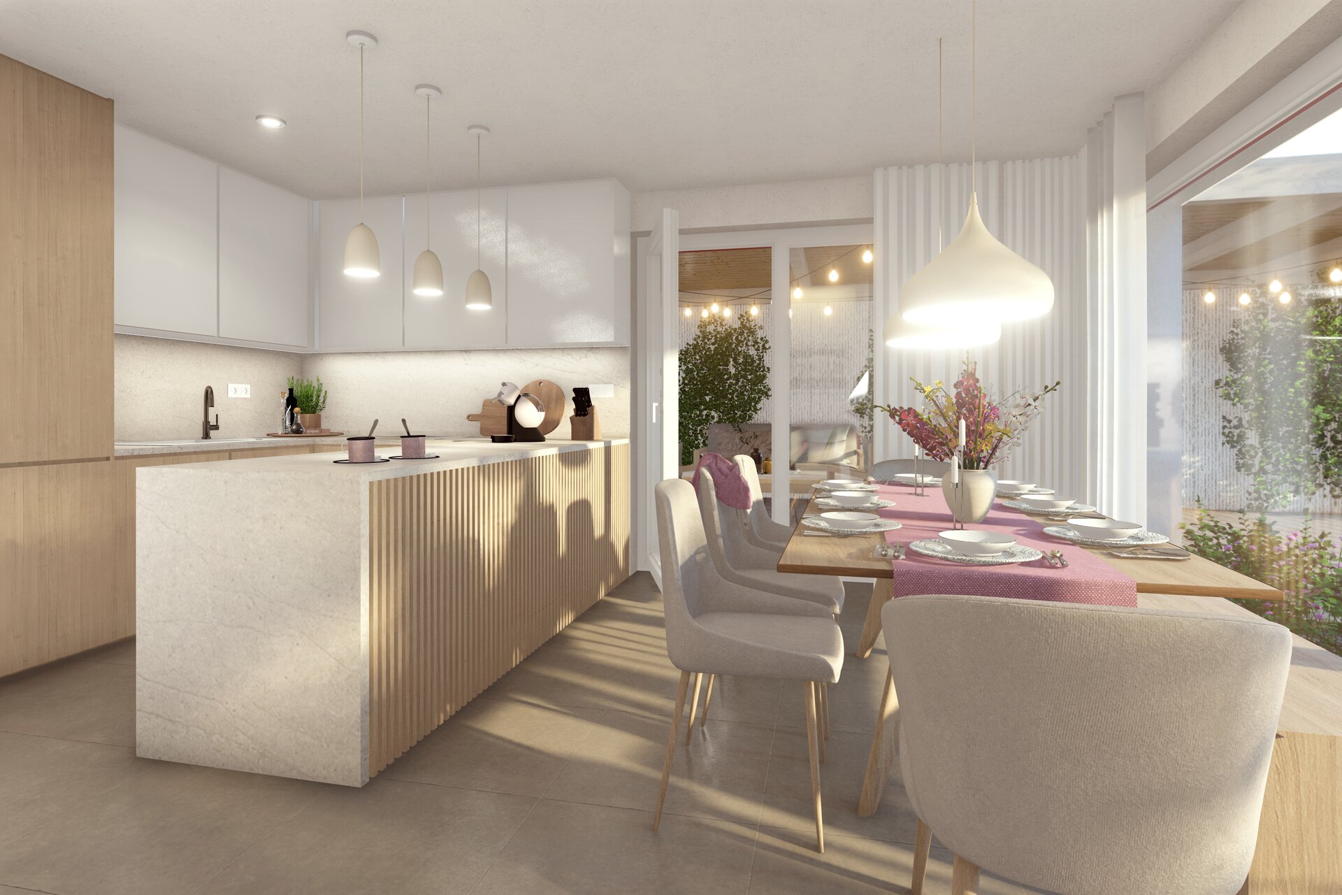 Vizualizace kuchyně a jídelny