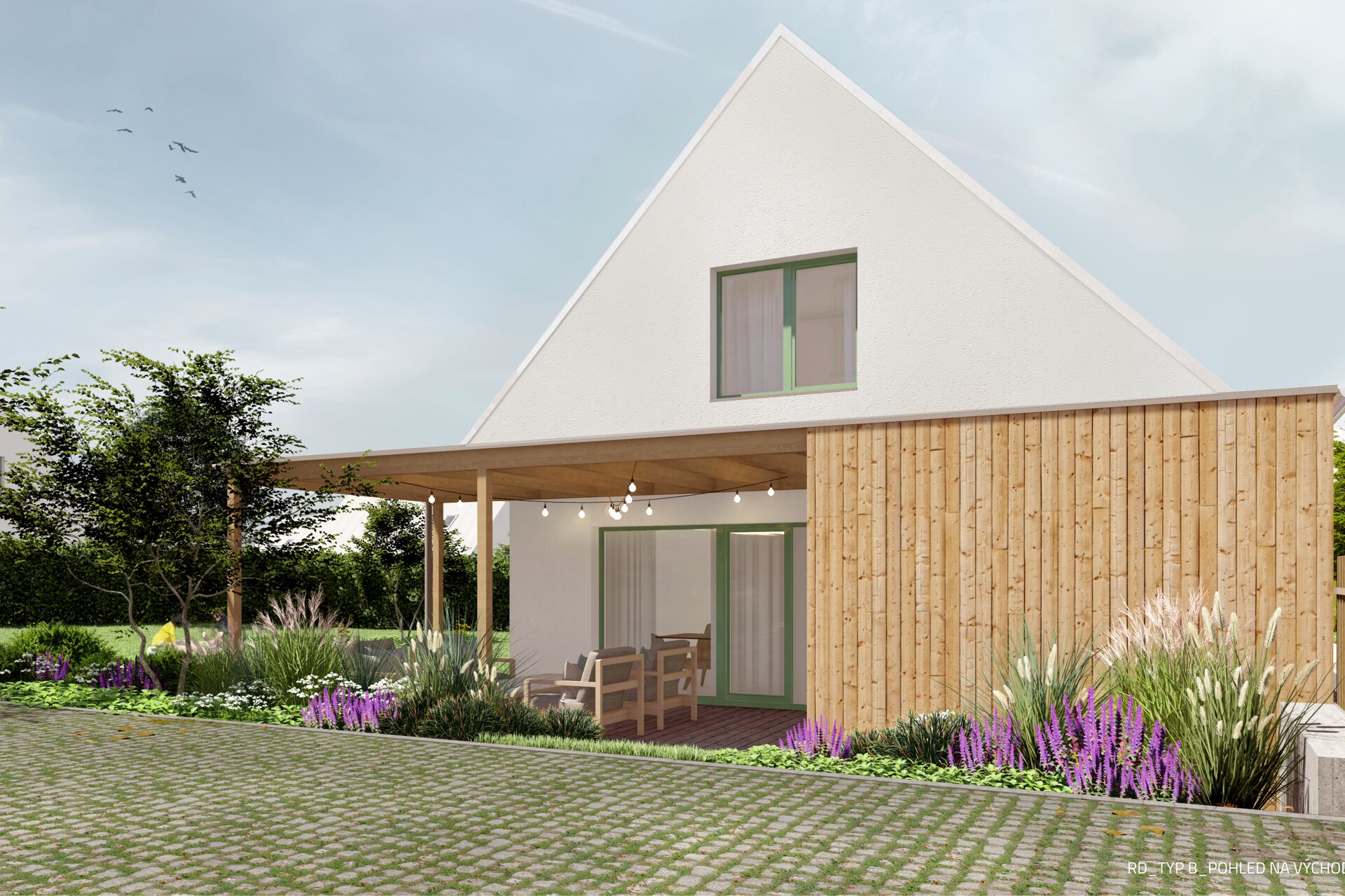 Dvojdomek, pohled na terasu